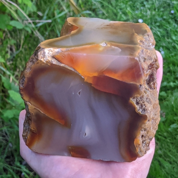*SOLD* Large natural Agate abstract cut stone bookend 973g - Picture 3 of 12